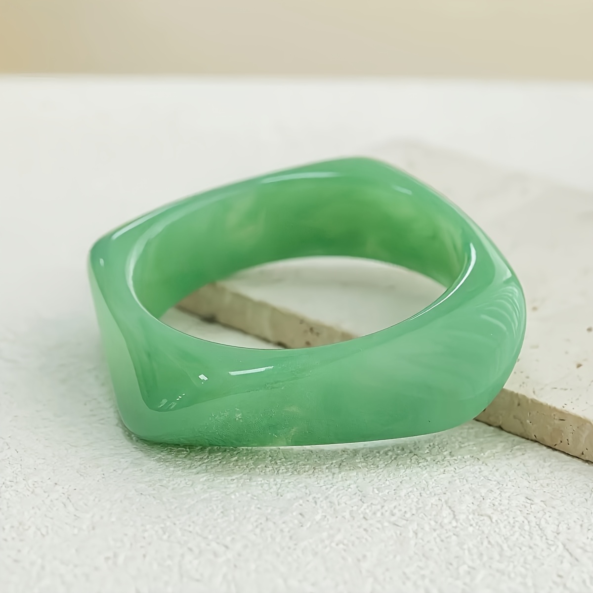 4pc Women's Irregular Square Smudged Marble Resin Bangle Set